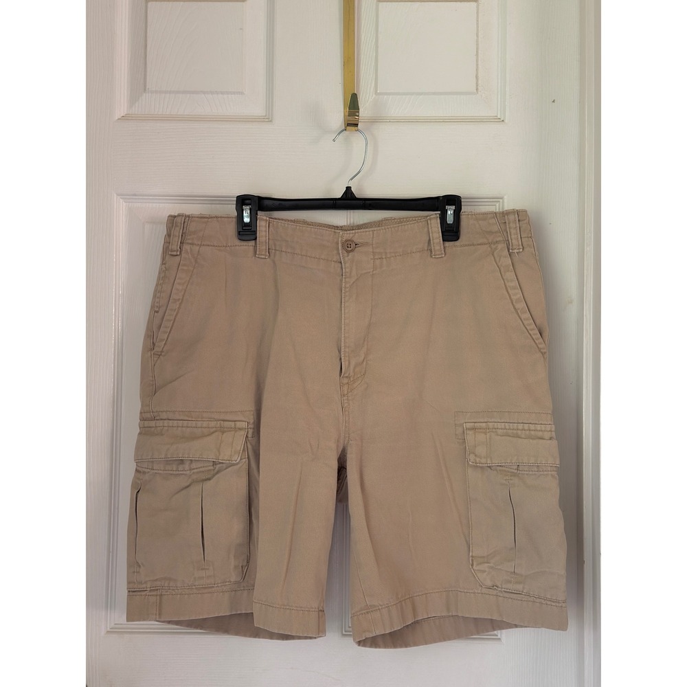 Nautica Mens Khaki Tan Cotton Twill Cargo Shorts Size 38 Utility Casual
